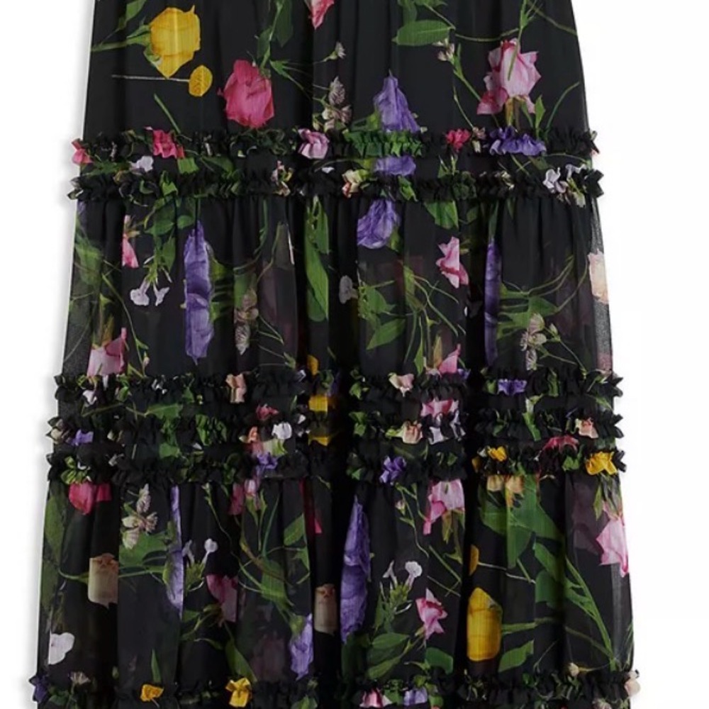 Ted Baker London $295 NWT Floral Ruffle Tiered Chiffon Skirt Size 3. - Picture 4 of 16